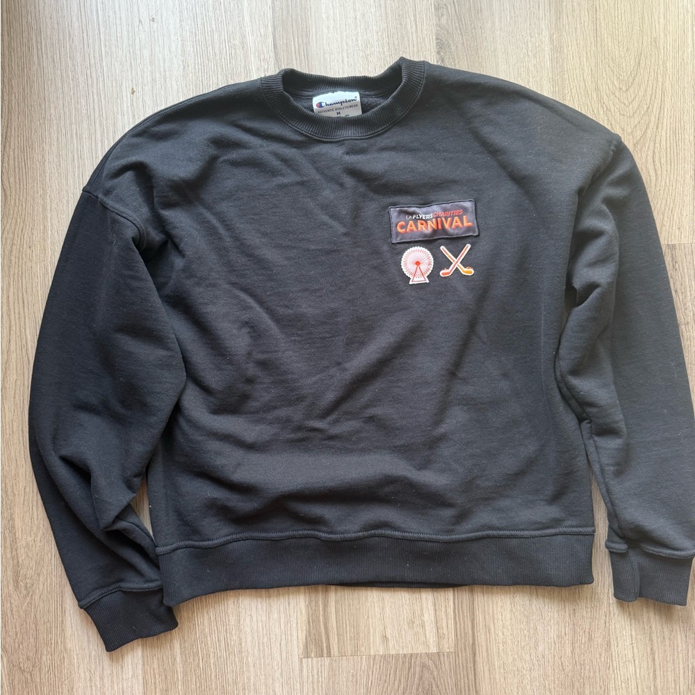 Philadelphia Flyers Black Crewneck Sweater Classic Cotton Blend Champion Brand